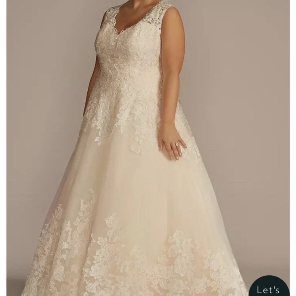 David's Bridal Ivory Lace A-Line Wedding Dress